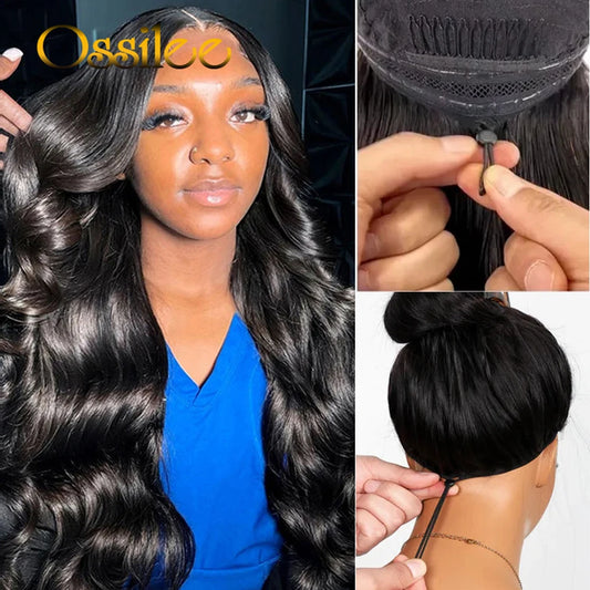 Ossilee Body Wave 13x6 HD Lace Frontal Wigs Pull Go Glueless Wig Human Hair with Drawstring 360 Invisi-Strap HD Full Lace Wig