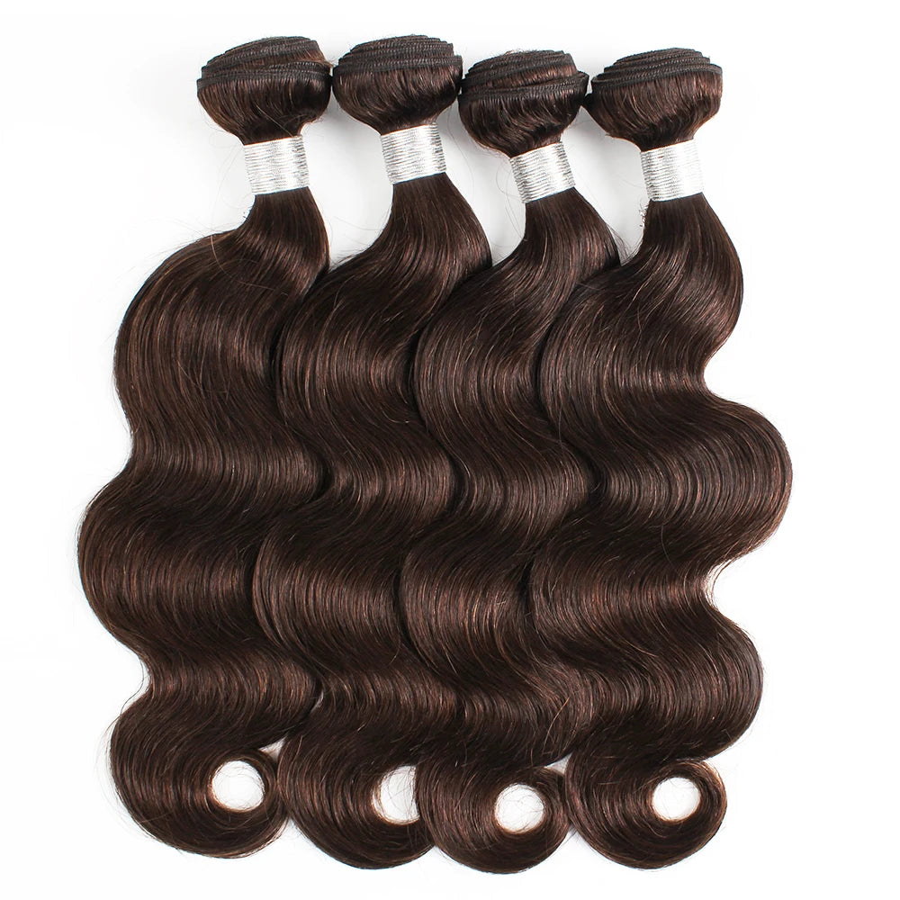 1 Bundle Black Brown Pure Colored 100% Human Hair Weave Bundles Extension 95(±5)gram Body Wave Style Remy Indian Hair Bobbi