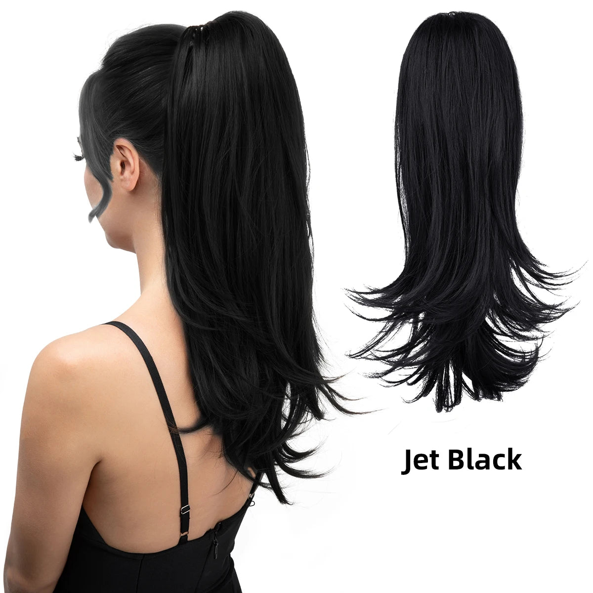 SARLA Premium Synthetic Claw Clip In Ponytail Hair Extensions Long Hairpiece Silky  Straight Fake Pigtail With Band For Women