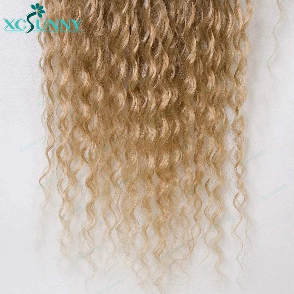 Ombre Crochet Boho Box Braids With Human Hair Curls Pre Looped Color 1b 4  1b 27 Crochet Box Braids Human Hair With Curly End