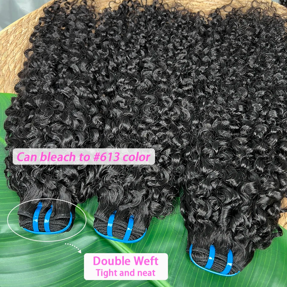 15A Burmese Curly Human Hair Bundles Double Weft #1B 100% Unprocessed Raw Virgin Hair Weave Extensions Can Bleach to #613 Color