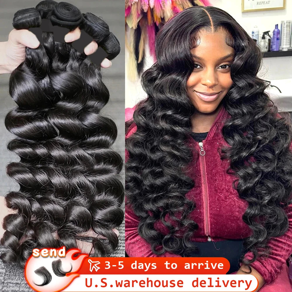 16A Loose Wave Bundles 100% Human Hair Brazilian Remy Hair 2/3/4/5/6 Pcs Unprocessed Double Weft Hair Extensions Weave For Women