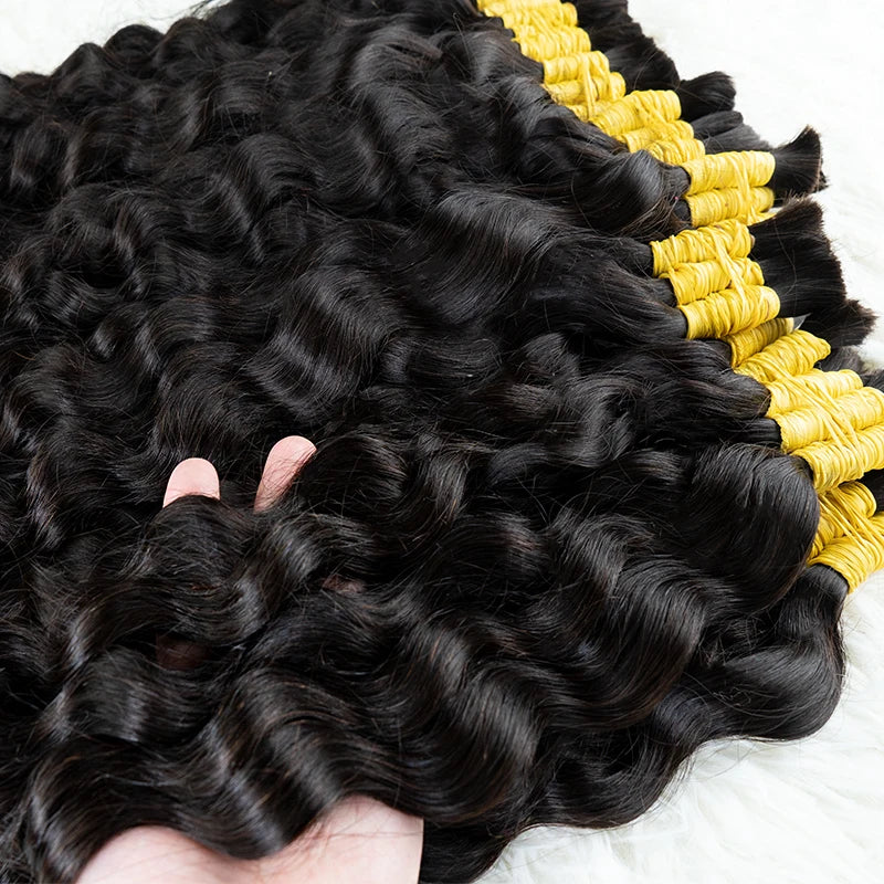 12A Raw Bulk Human Hair Deep Wave For Braiding Deep Wave Burmese Curly No Weft Brazilian Remy Hair Extensions Bundles 100 Grams