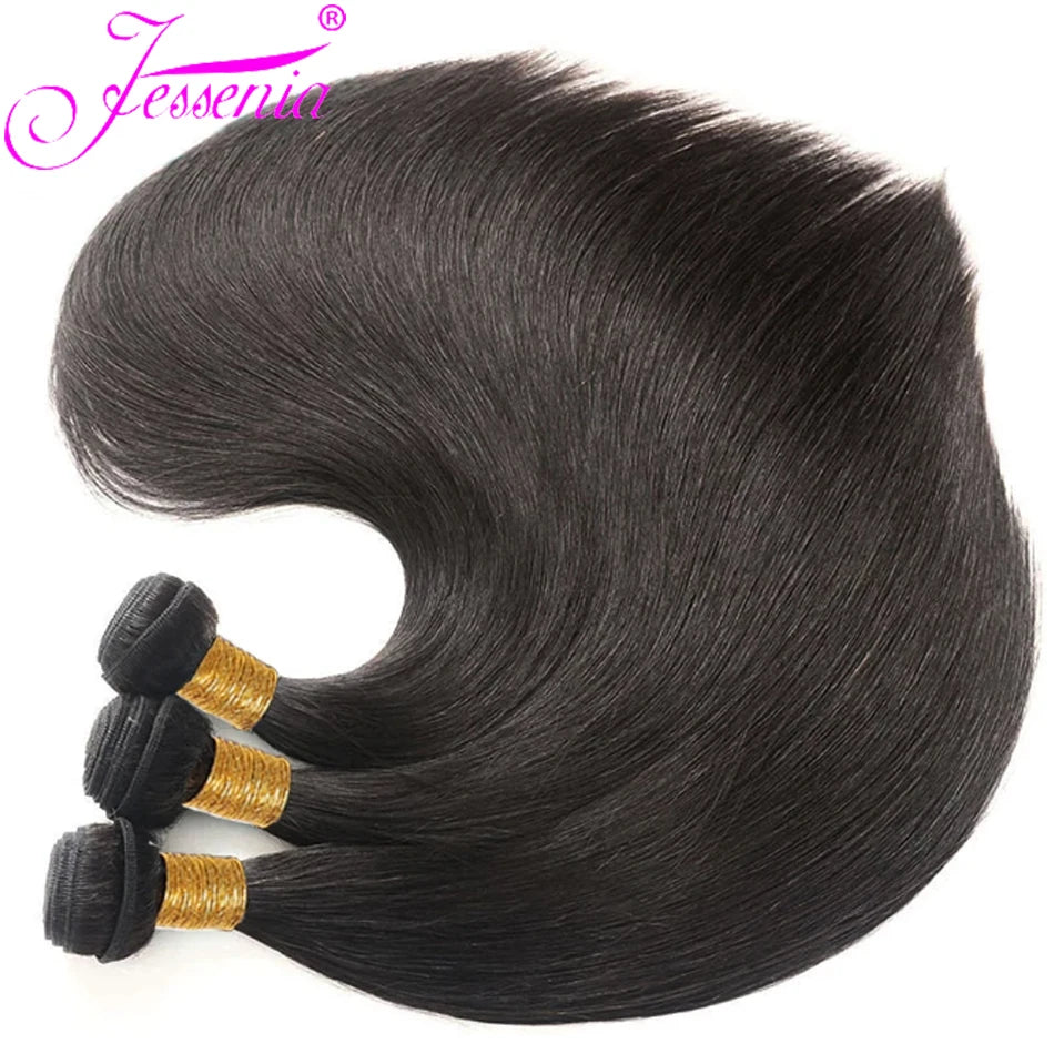 12A Raw Straight Virgin Hair Bundles With HD Frontals Meche Bresilienne Brazilian Born Straight Human Hair 3 Bundle With Closure