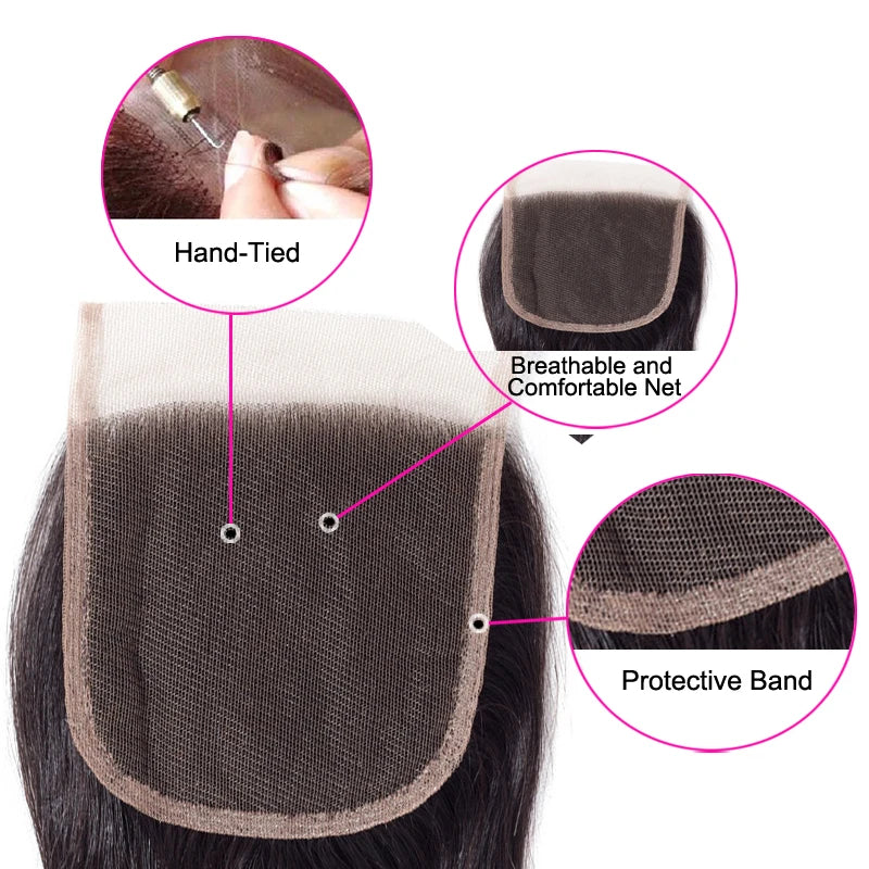 Straight Bundles Ombre Hair With Closure Brazilian Human Hair Weave Bundles Ombre Remy Closure With Bundles Medium Ratio 1B/30