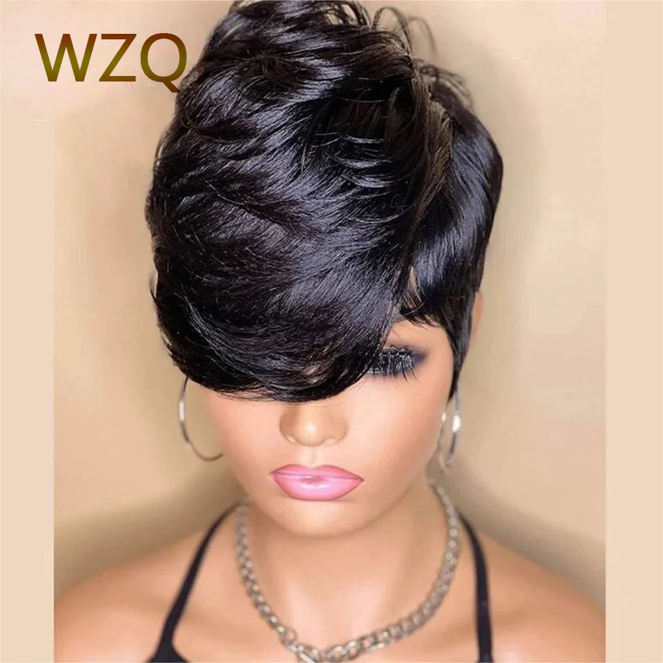 Short Bob Wig Pixie Cut Straight Human Hair Wigs For Women Natural Color Human Hair Accessories Glueless Wig Ready To Wear Sale