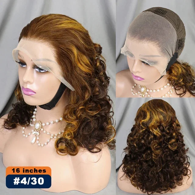 12A Double Drawn 350# Ginger Orange Spring Bouncy Curly Human Hair Wigs 13x4 Lace Frontal Curly Hair Wigs 250% Density for Women