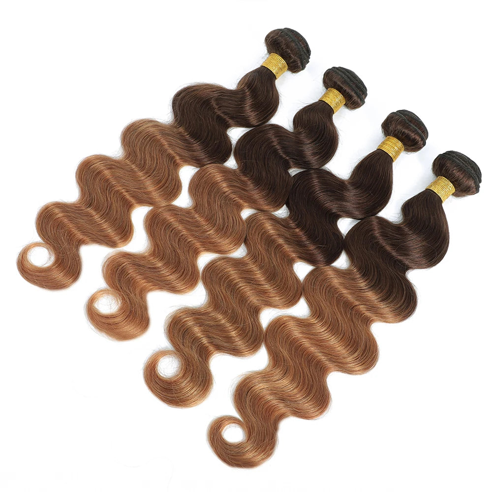 12A Body Wave Human Hair Bundles Ombre Colored 1/3/4 Bundles Human Hair 100% Unprocessed Virgin Brazilian Hair Weave Extensions