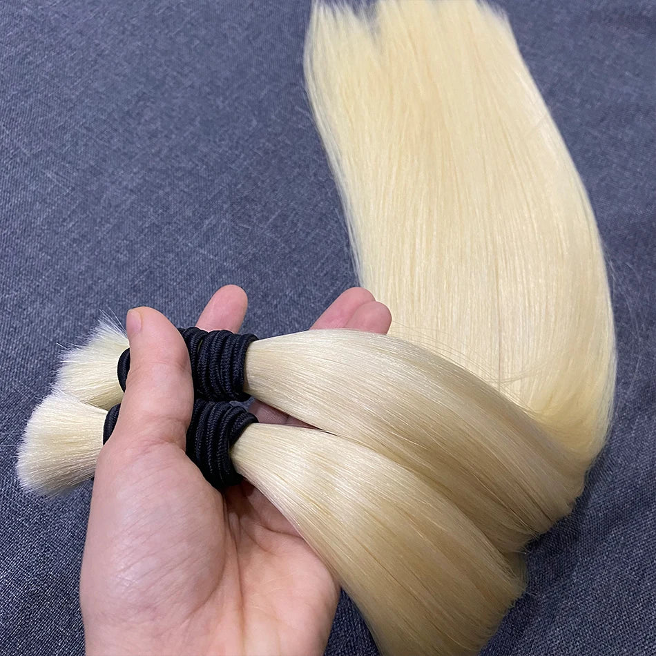 60% Density 16a 613 Hair Bulk 100% Human Hair Bulk 1b Natural Color No Weft Unprocessed Vietnamese Braiding Bone Straight Hair
