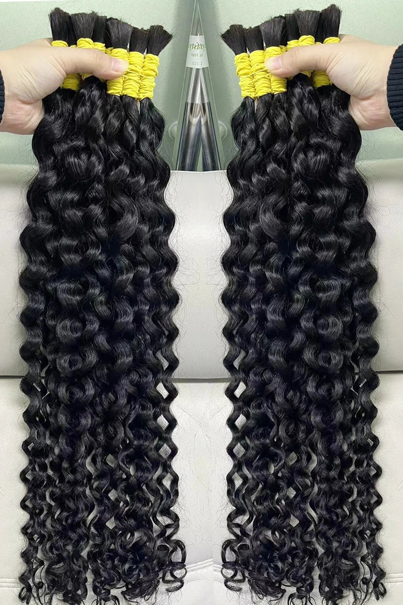 12A Raw Bulk Human Hair Deep Wave For Braiding Deep Wave Burmese Curly No Weft Brazilian Remy Hair Extensions Bundles 100 Grams