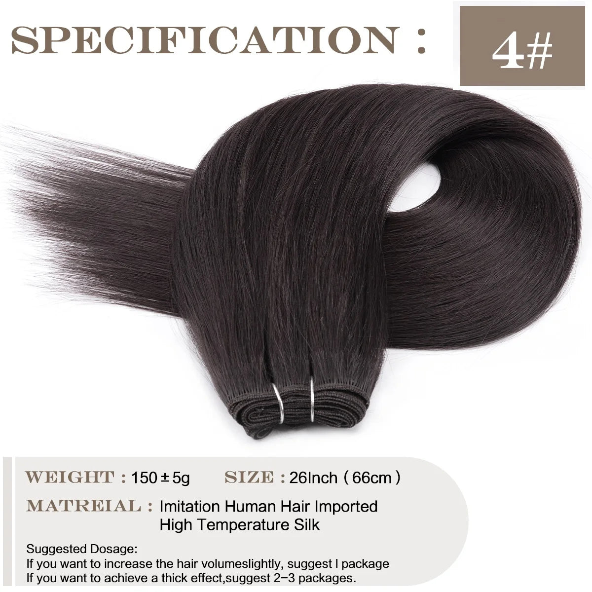 26Inch Synthetic Straight Hair Weave Hair Bundles 150g Natural Long Hair Extensions Yaki Straight Hair Weaving For Women Fake