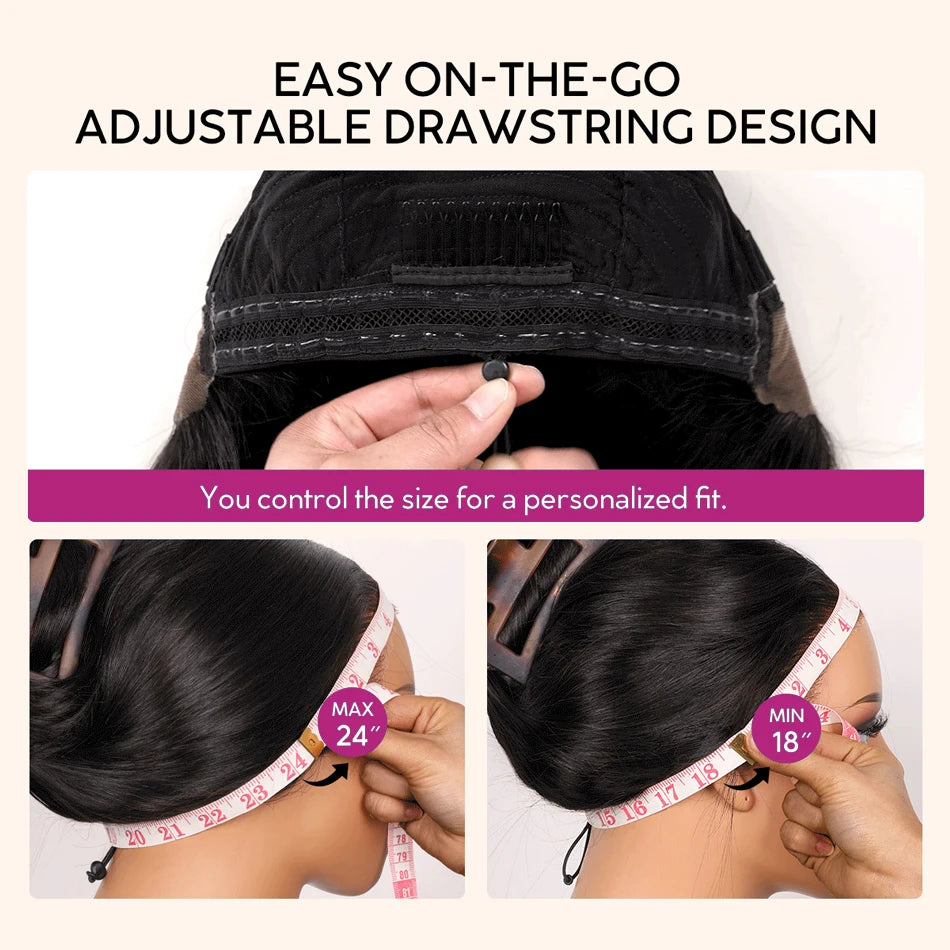 13x4 13x6 HD Lace Frontal Wig Body Wave Pull Go Glueless Human Hair Wigs with Elastic Drawstring 5x5 Closure Wig Beliself