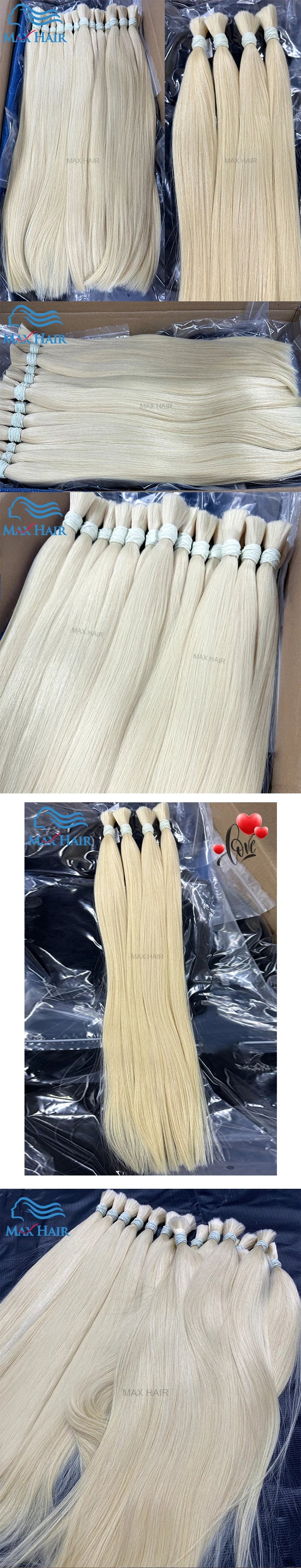 100% Real Human Hair Bulks 613 no Weft Honey Blond Hair Extensions Vietnamese Virgin Hair Straight Weaving Hair for Braiding