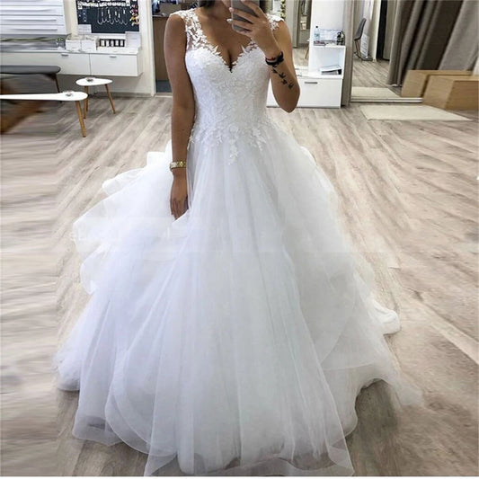 ZJ9210 Customized Off Shoulder Wedding Dresses Applique Lace Ball Gown Bride Dress Luxury  Lace Wedding Gown For Women 2023