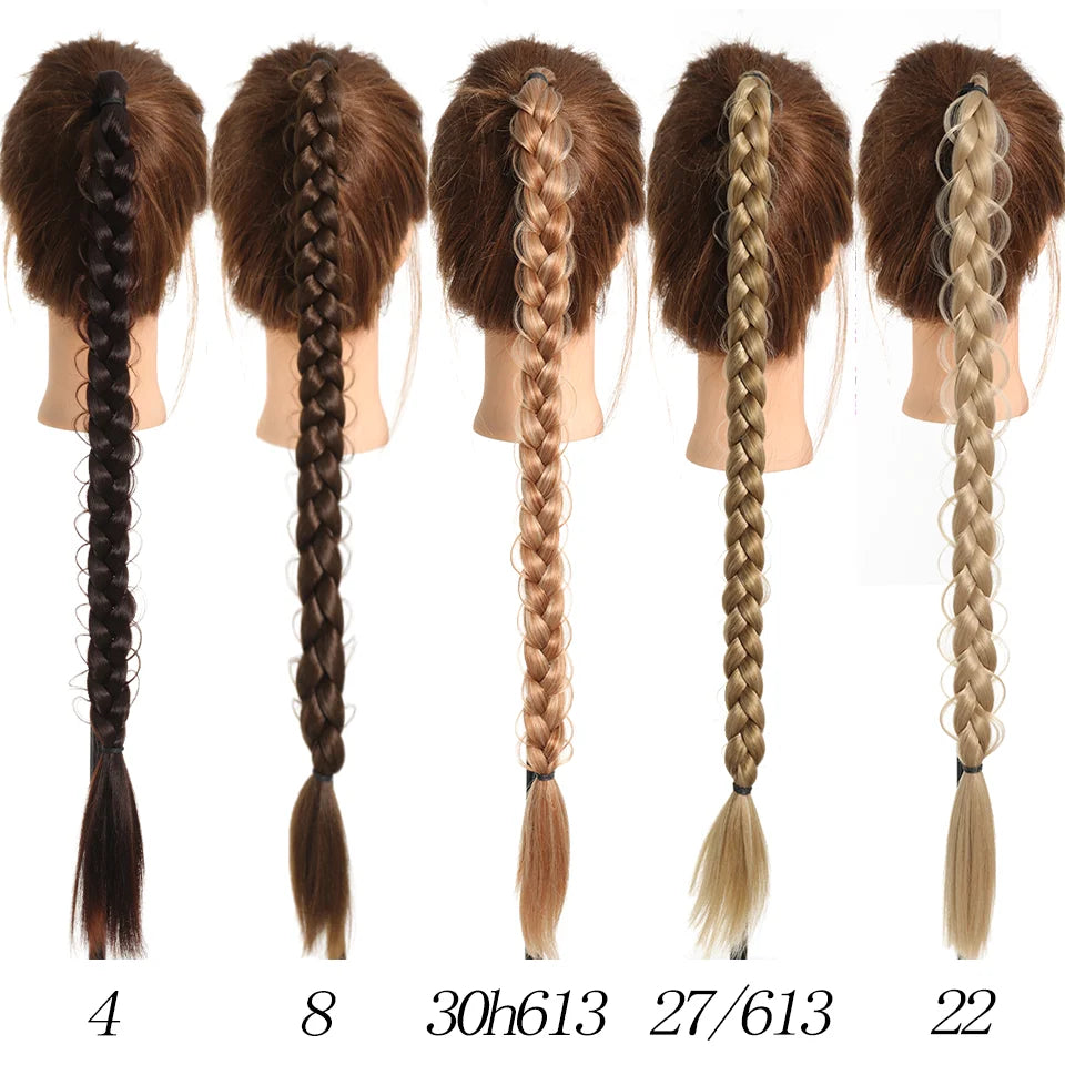 24 Inch Synthetic Long Braided Ponytail Hair Extensions For Women High Temperature Fiber Hair Accessories