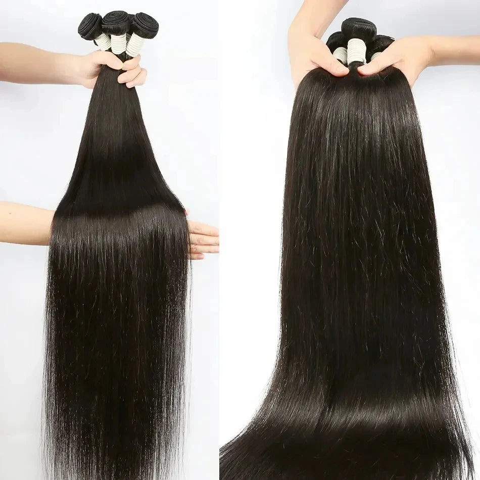Human Hair Bundles Brazilian Raw Hair Wigs Bundles 30 Inch Straight Human Hair Bundles Hair Extensions 1 3 4 Bundles Pieces