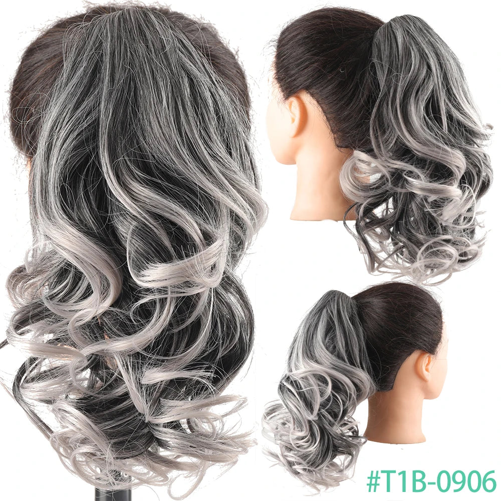 Synthetic Claw Clip In Short Ponytail Curly Pony Tail Clip-on hair False Wig House Pony Extension Hairpiece For Women