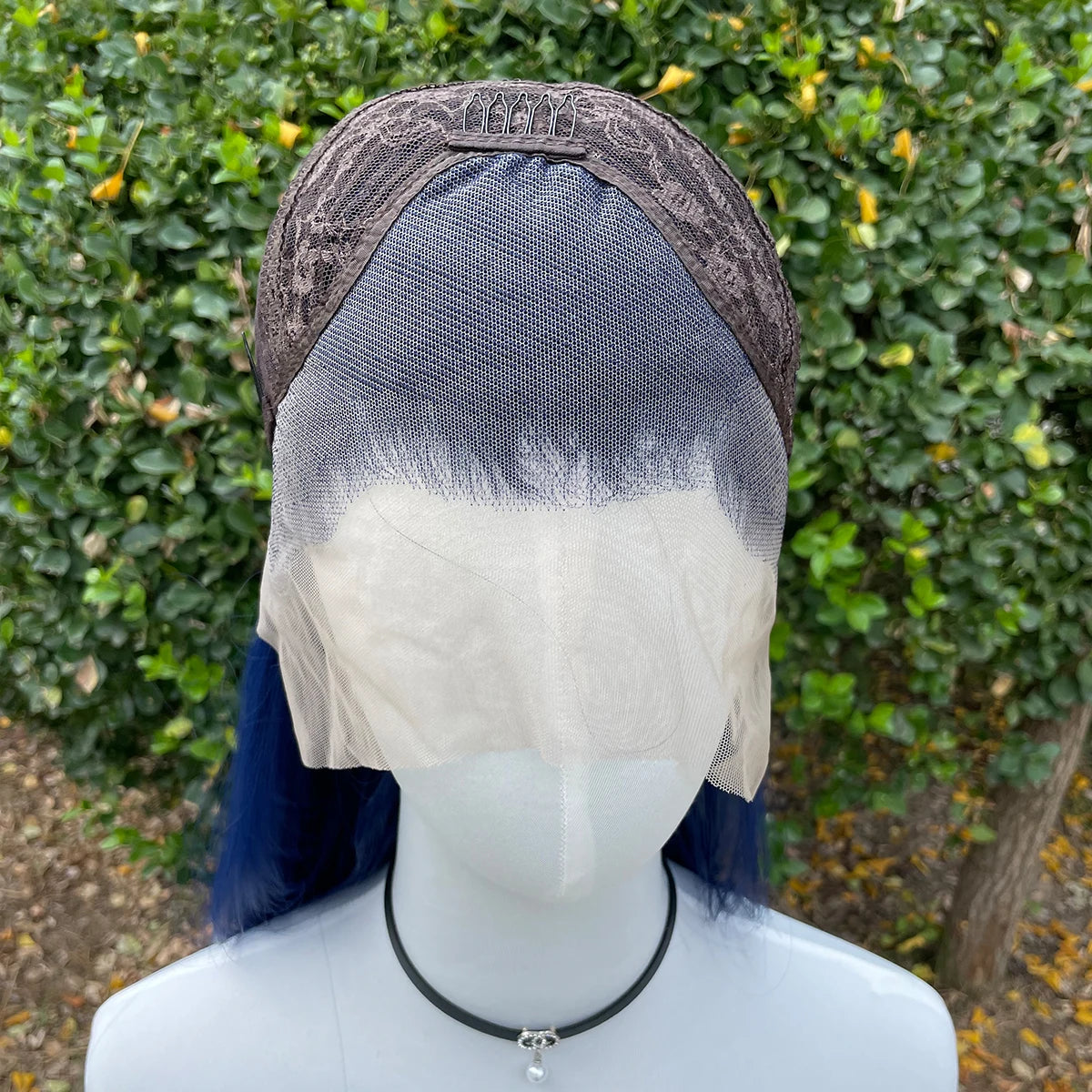 Dark Blue 13X4 Synthetic Lace Front Wigs for Women 26 Inch Long Sliky Straight Lace Wigs Half Hand Tied 150% Density Glueless