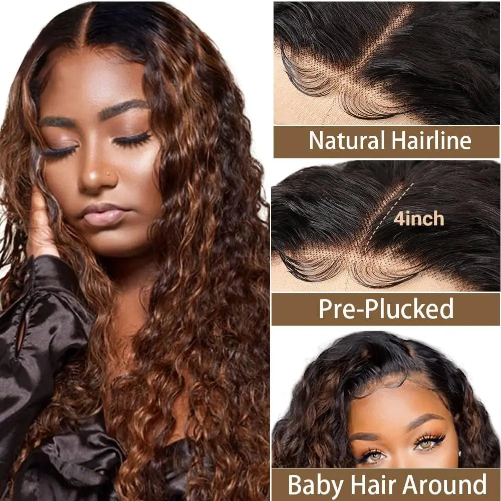 Varlea 200% Density 1B/30 Deep Wave Frontal Wig 13x6 Hd Lace Curly Wigs Water Wave Human Hair Wig 13x4 Highlight Wig Human Hair