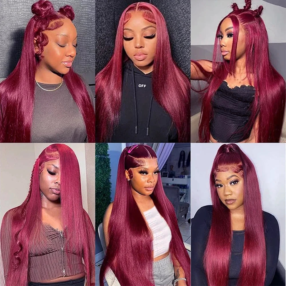 99J Human Hair Bundles Red Bundles Burgundy Straight Human Hair Bundles Remy Hair 1/3/4 Bundles Wine Red Straight Bundles