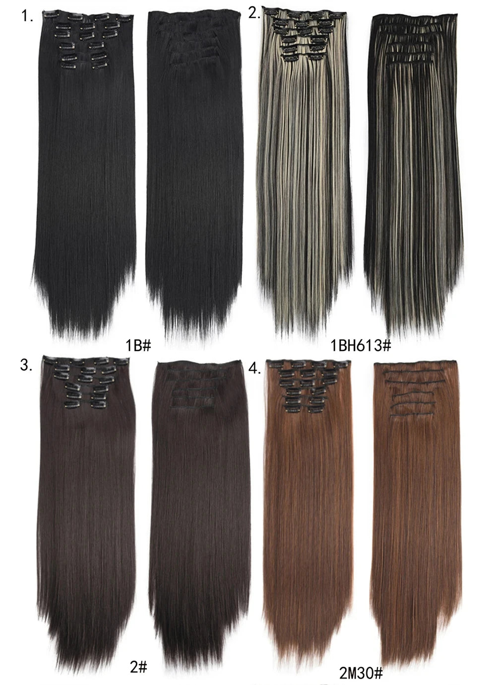 Clip in Hair Extensions Synthetic 24Inch Long Invisible Natural Straight 6 PCS Thick Seamless Clip on Hair Extensions for Women