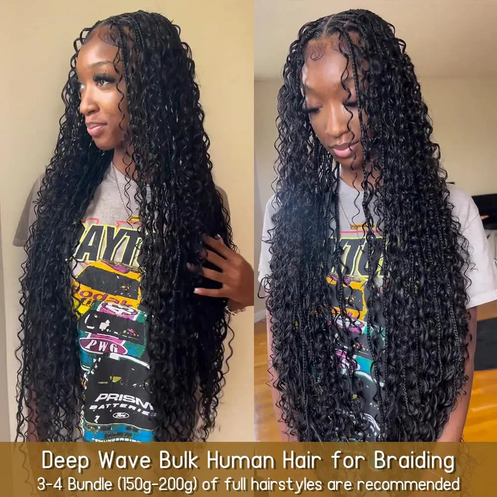 V Beauty Human Hair for Braiding Deep Wave #27 Honey Blonde Bulk Human Hair Bundles No Weft Hair Bulk for Women Hair Extensions
