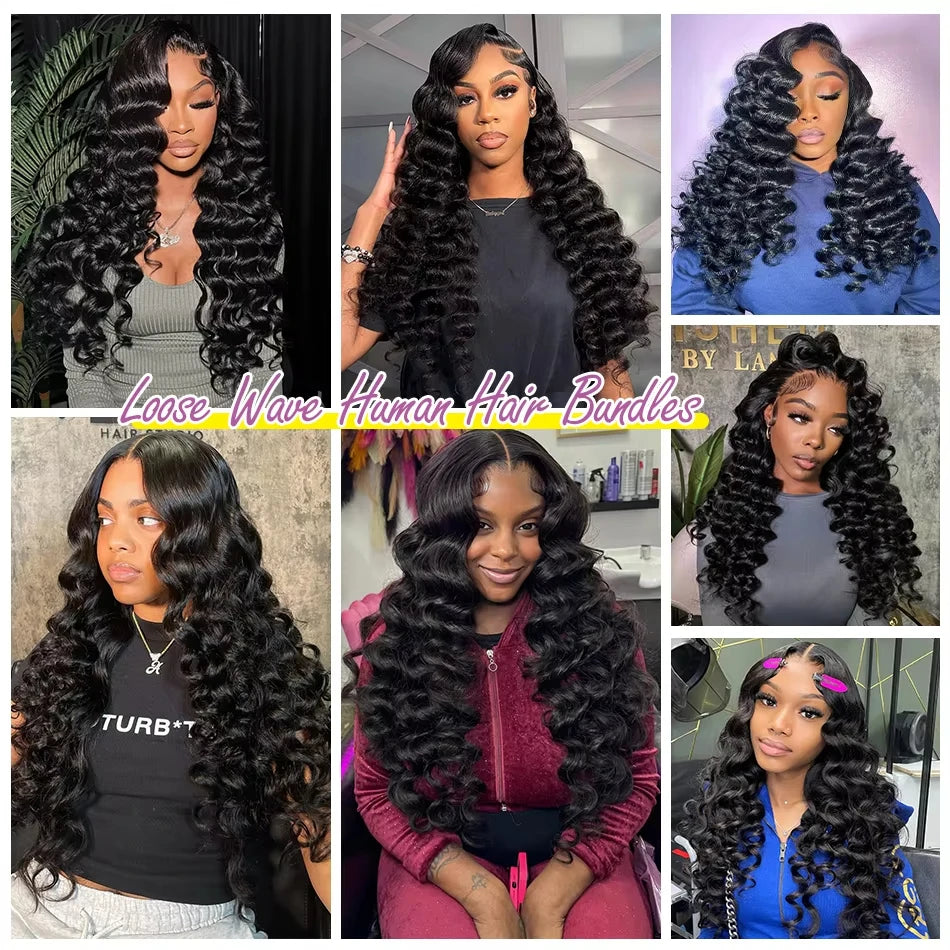 16A Loose Wave Bundles 100% Human Hair Brazilian Remy Hair 2/3/4/5/6 Pcs Unprocessed Double Weft Hair Extensions Weave For Women