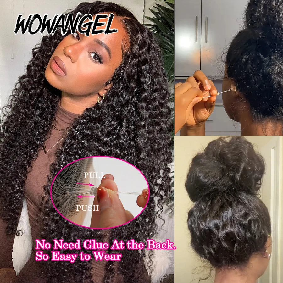 30in Invisi Drawstring 360 HD Lace Front Water Wave Wig Glueless Human Hair Wigs Full Lace Wigs Hidden Strap Remy Brazilian Hair