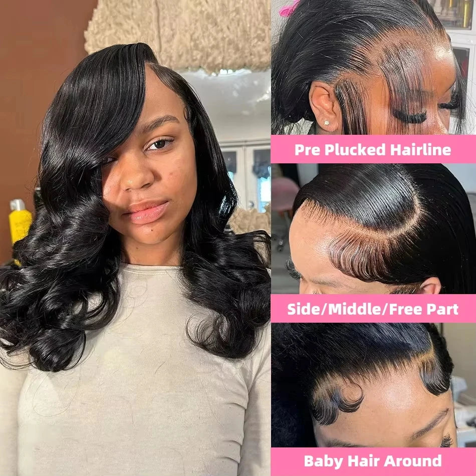 250% Density 100% Vietname Loose Wave Wig 13x4 Frontal Bouncy Wave Wig with Human Hair Natural Black For Black Women 14-20Inch