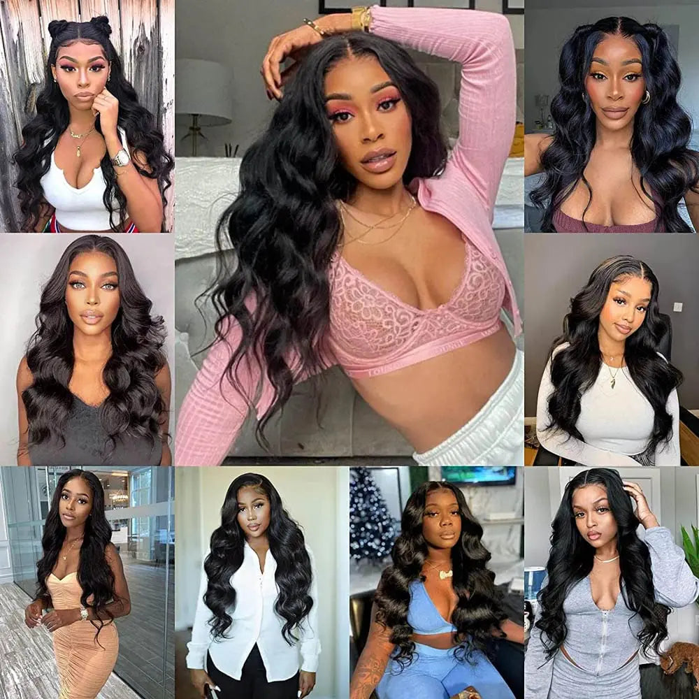 Body Wave 3 Bundles Human Hair With Frontal 13x4 Transparent Lace Frontal 100% Natural Human Hair Extensions Brazilian Real Hair