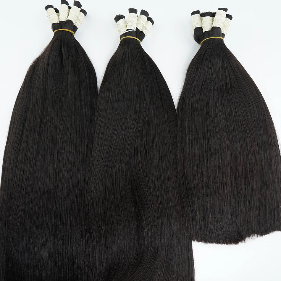 14A Grade 100% Real Natural Hair Extension Straight Human Hair Bundles No Weft Natural Black Bulks Blonde Brazilian Hair