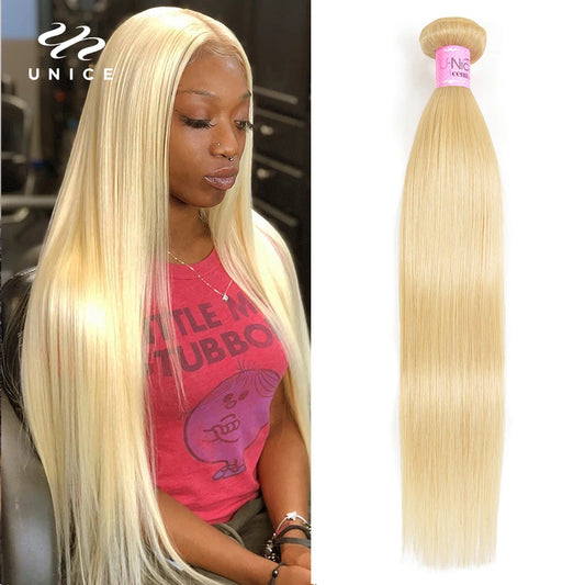 UNice Hair 613 Blonde Straight Hair Human Hair Bundles 1/3/4 PCS Deal Sew In Bundles Quick Weaves