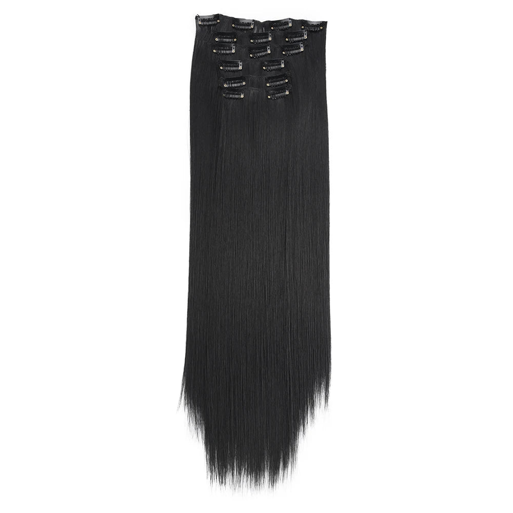 Clip in Hair Extensions Synthetic 24Inch Long Invisible Natural Straight 6 PCS Thick Seamless Clip on Hair Extensions for Women