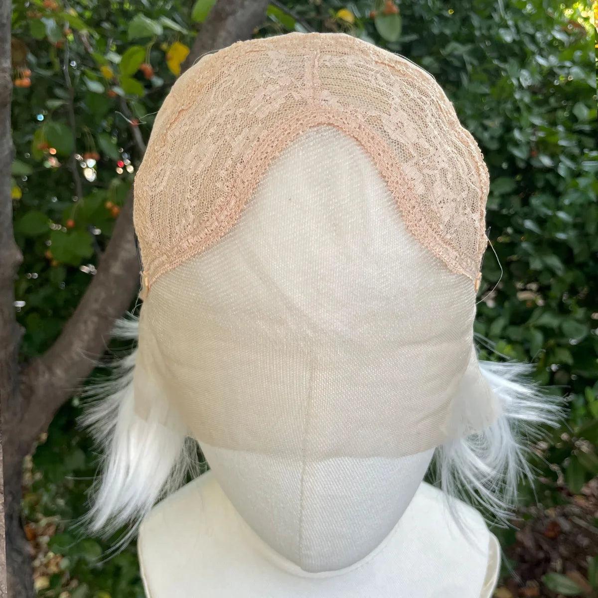 Widow's Peak Short Bob Cut Synthetic Lace Front Wigs for Women Cosplay Wigs for Men White Color Glueless 13x4 Lace Wigs Natural