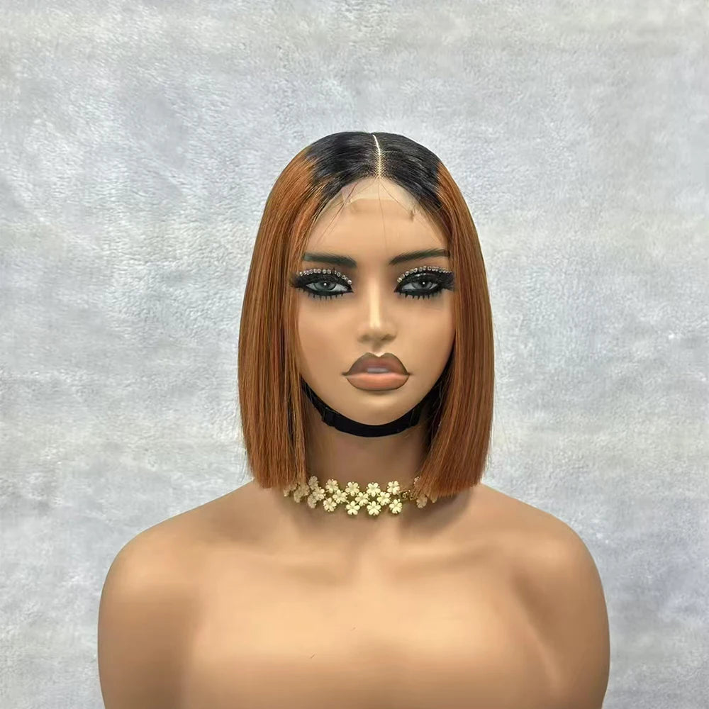 2x6 Vietnam Raw Bone Straight Bob Wig Human Hair 2x6 Lace Closure Bob Wigs T1B-99J Color Short Bob Glueless Wigs for Black Women