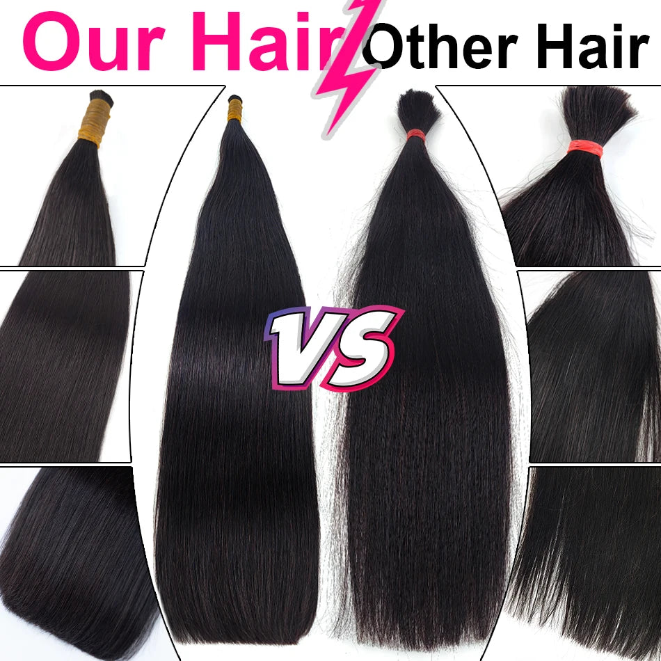 60% Density 16a 613 Hair Bulk 100% Human Hair Bulk 1b Natural Color No Weft Unprocessed Vietnamese Braiding Bone Straight Hair