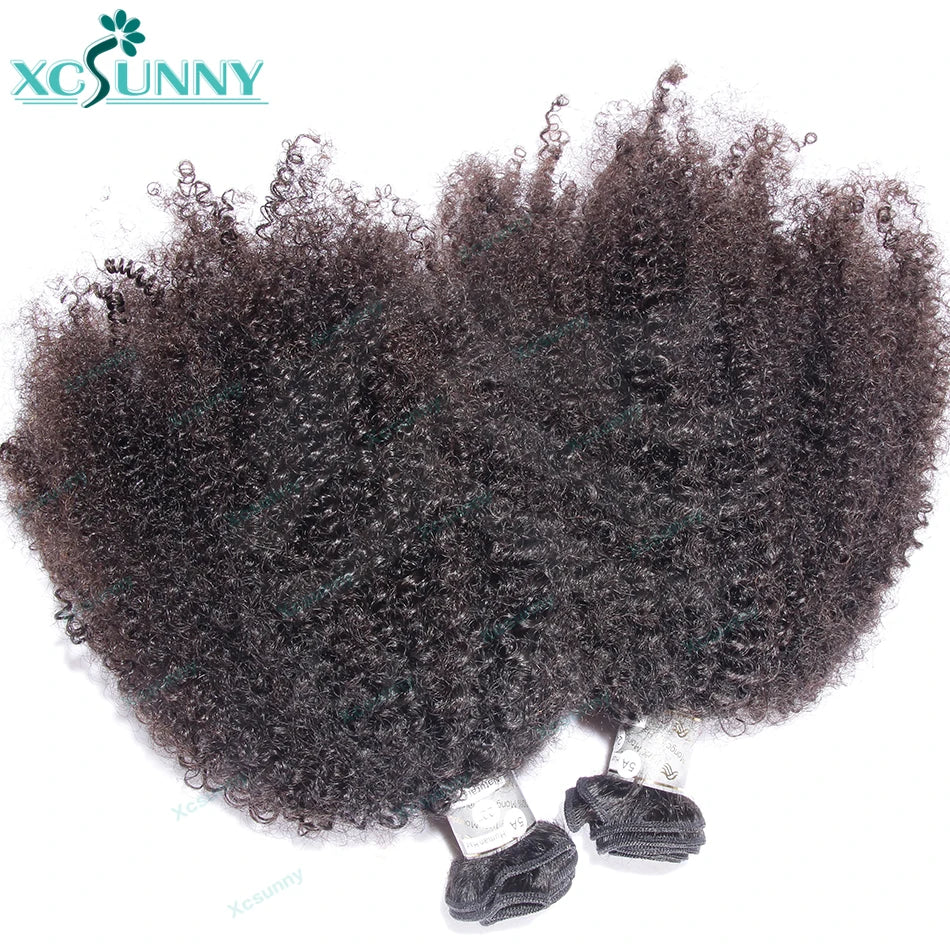 Afro Kinky Curly Human Hair Bundles Double Drawn Burmese Kinky Curly Weaves Human Hair Weft Hair Extensions For Black Women