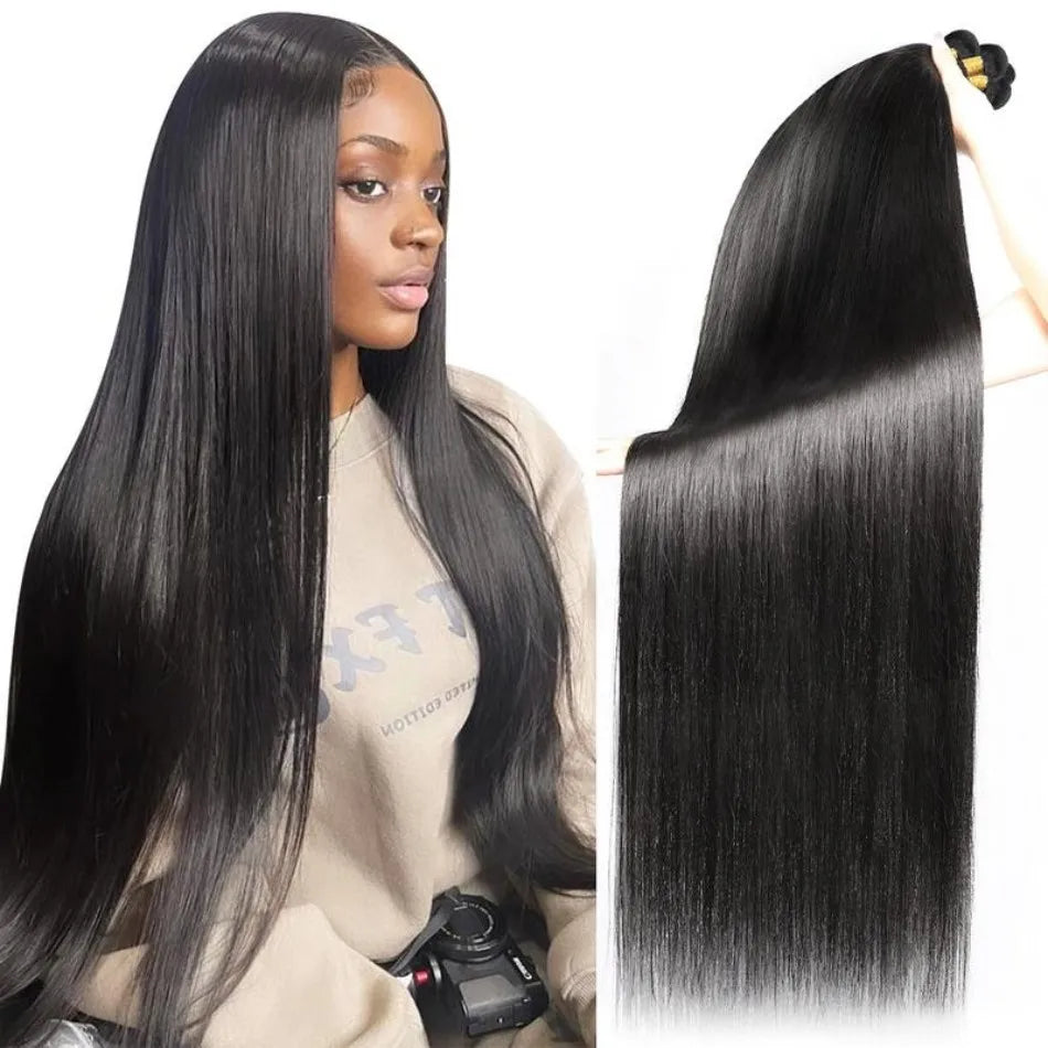 Straight Human Hair Bundles Brazilian Hair Bundle 100% Human Hairs 10-32 Inch Natural Color For Black Women Remy Hair Extensions
