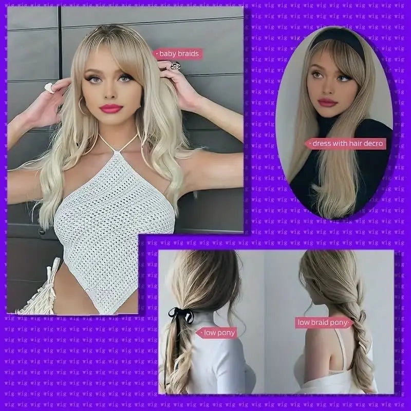 22 inch top wig block hairpiece wig piece with clip ladies wig heat resistant fiber suitable for beginners daily wear