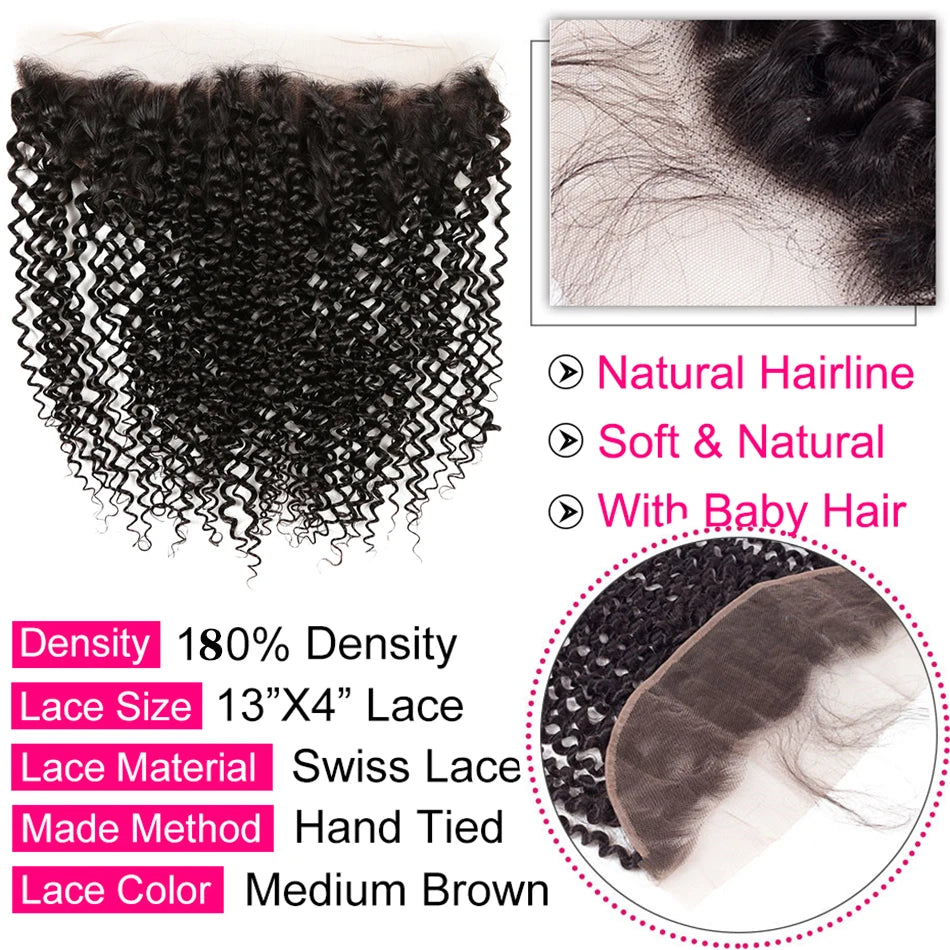Brazillian Kinky Curly Hair Bundles With Closure Remy Human Hair Weave 3 Bundles with Closure Human Hair Extension capelli umani