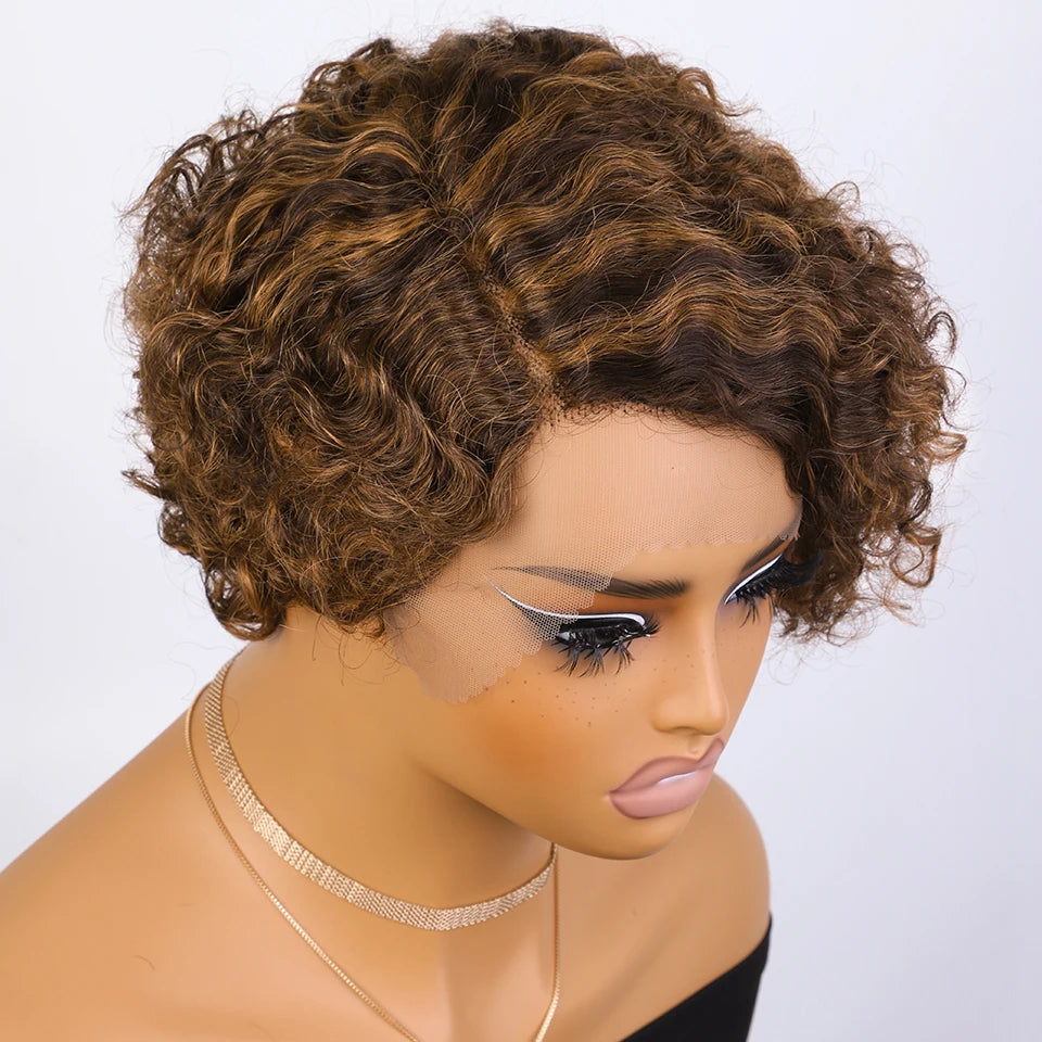 Black Pearl Pixie Wig Short Bob Wigs Curly Wigs Human Hair Wigs For Women 13x6x1 Lace Front Wigs Pelucas De Cabello 100 Humano