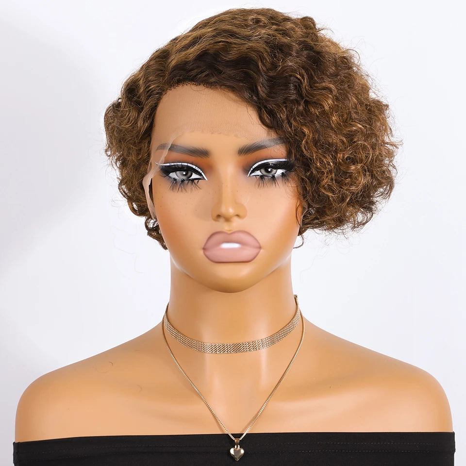 Black Pearl Pixie Wig Short Bob Wigs Curly Wigs Human Hair Wigs For Women 13x6x1 Lace Front Wigs Pelucas De Cabello 100 Humano