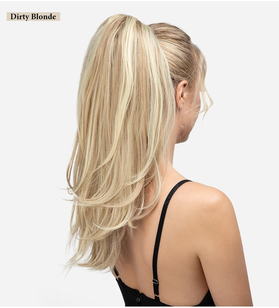 SARLA Premium Synthetic Claw Clip In Ponytail Hair Extensions Long Hairpiece Silky  Straight Fake Pigtail With Band For Women