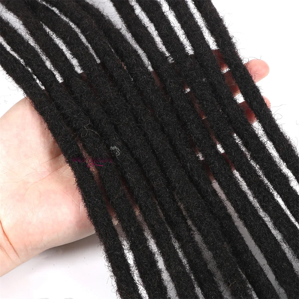6 Inch 10 Strands Loc Extensions Human Hair 100% Handmade Permanent Dreadlock Extensions for Women Men Can Be Curled and Bleache