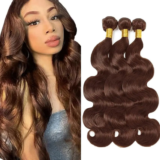Brown Bundles Color #4 Body Wave Human Hair Bundles Brown Body Wave Bundles 100% Human Hair 26 28 30 Inch Human Bundles #4