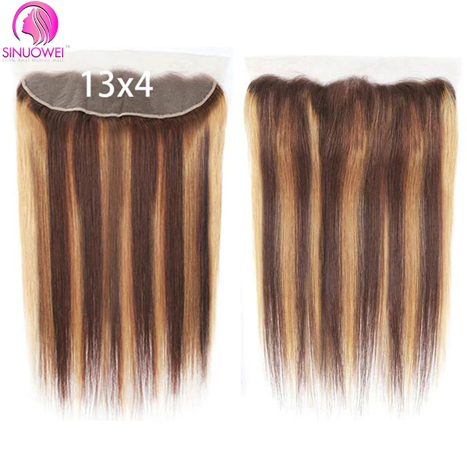 P4 27 Highlight Bundles With Frontal Brazilian Straight Bundles With Closure 4x4 Remy Human Hair Weave Bundles With Closure