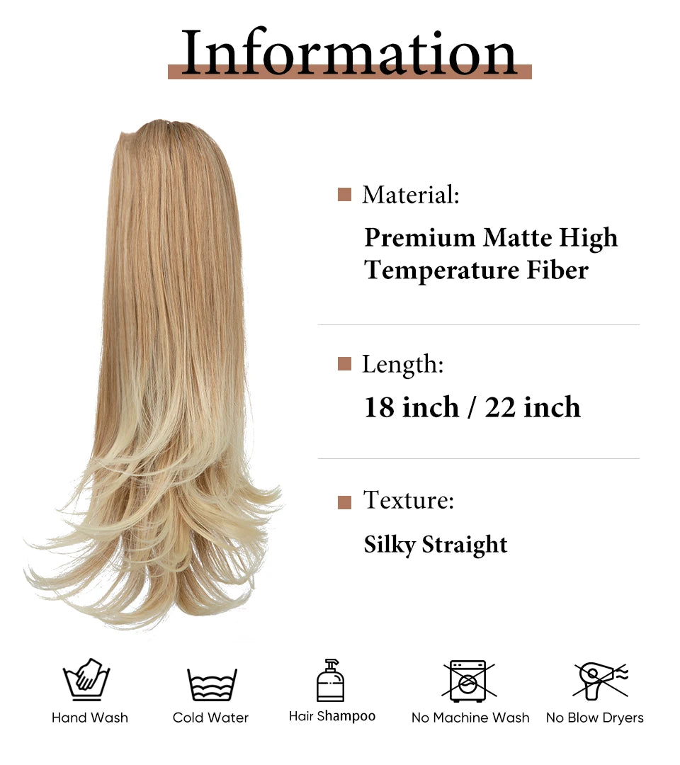 SARLA Premium Synthetic Claw Clip In Ponytail Hair Extensions Long Hairpiece Silky  Straight Fake Pigtail With Band For Women