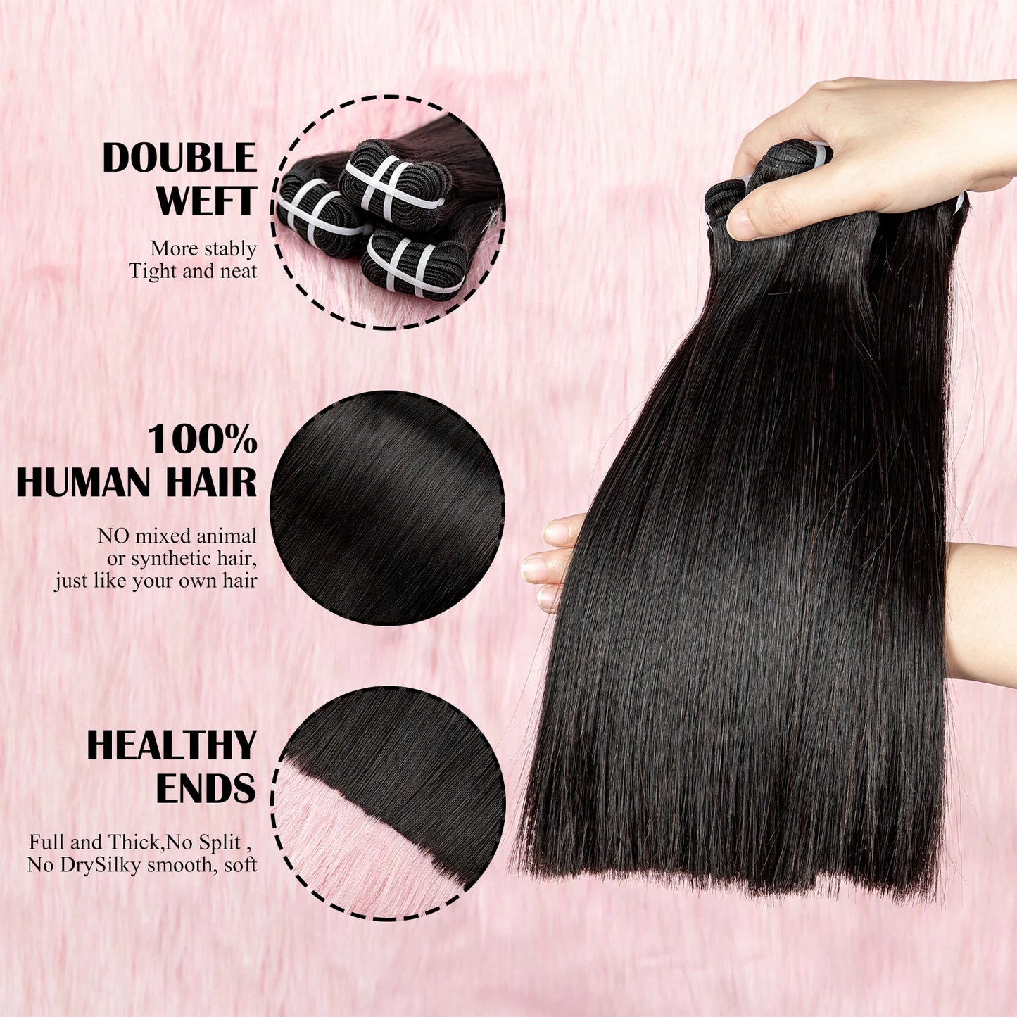 V Beauty 16A Grade Double Drawn Unprocessed Raw Vietnamese Human Hair Bundles 100% Virgin Hair Straight Bundles Extensions