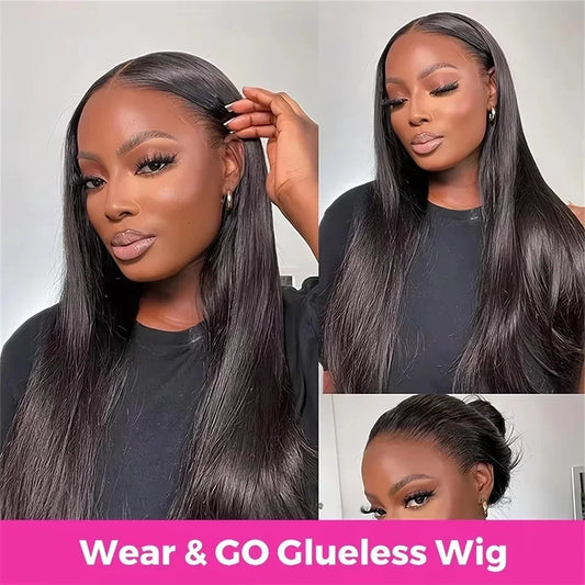 Wear And Go 7x5 Bone Straight Glueless Wigs Human Hair Ready To Wear Lace Frontal Vietnamese Super Double Drawn Bone Straightwig