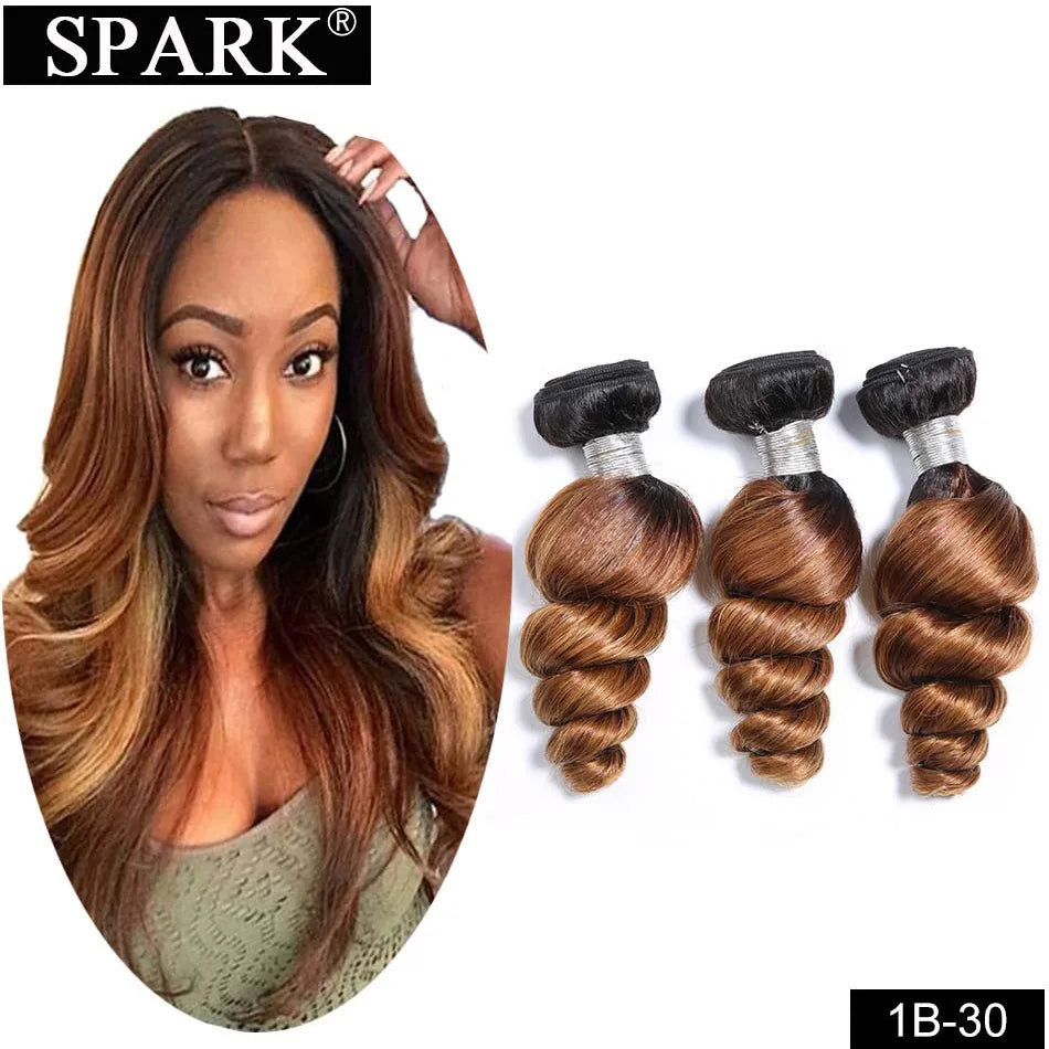 Brazilian Loose Wave Human Hair Bundles 1/3/4pcs Ombre 100% Remy Human Hair Extensions Curly Hair Weave Bundles